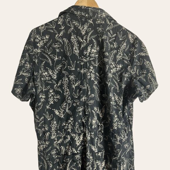 Thakoon Black Floral Printed Utility Wide Leg Jumpsuit Size L - Picture 12 of 16